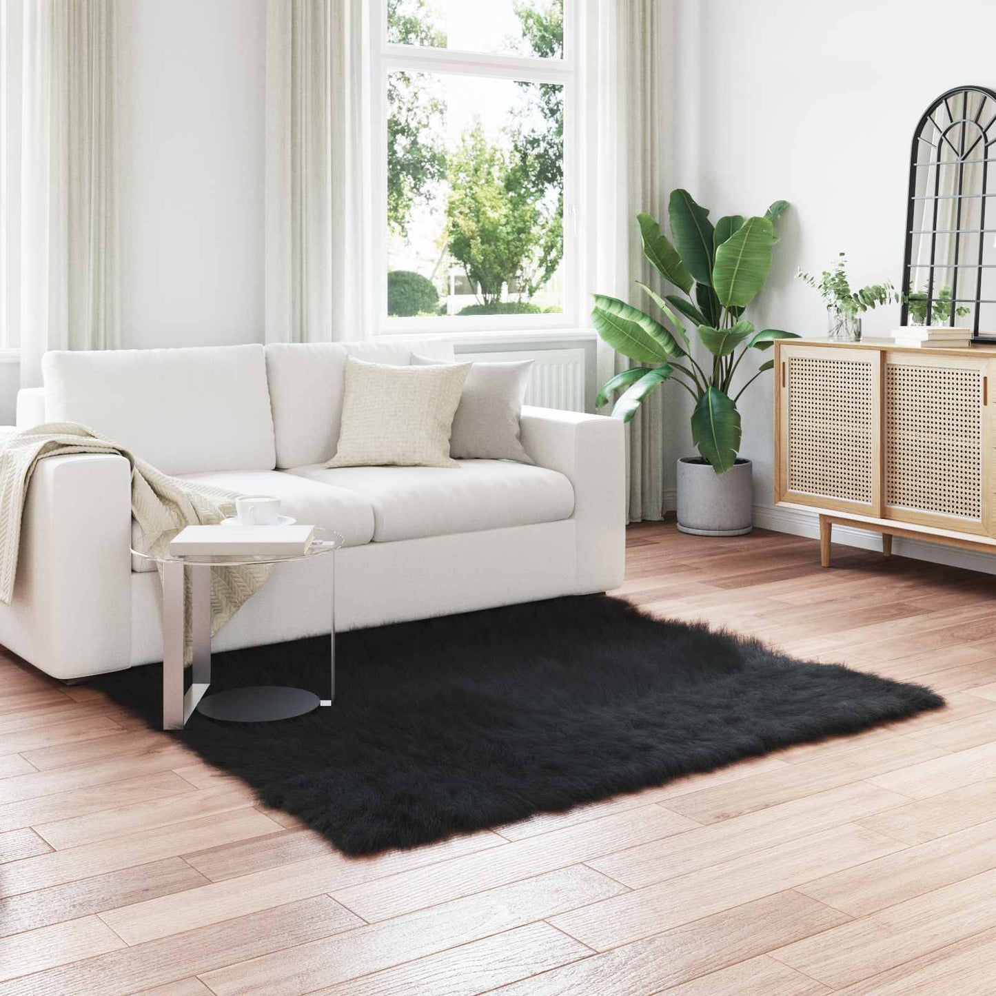 Vidaxx tappeto in finta pelle di pecora tafalla nero 160 x 160 cm poliestere