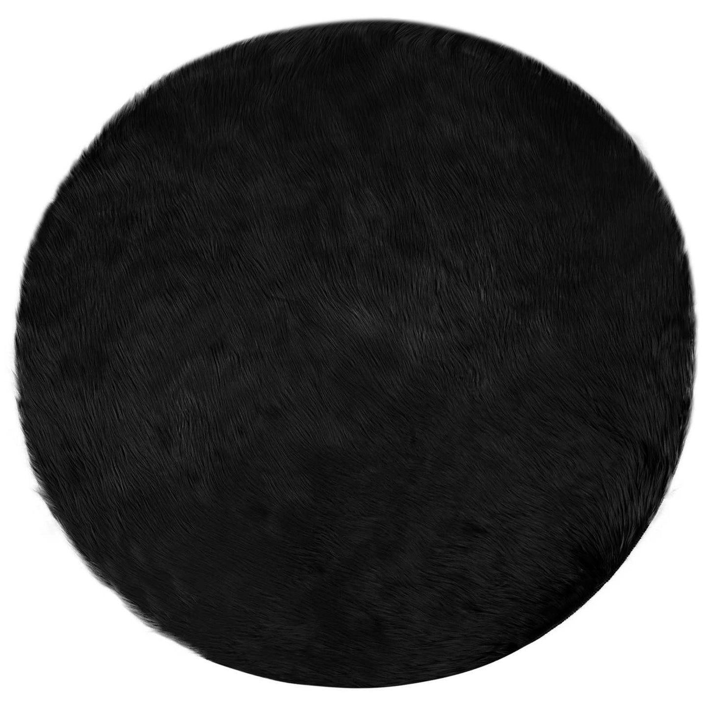 Vidaxl nep schapenvacht tapijt tafalla zwart ø 120 cm polyester
