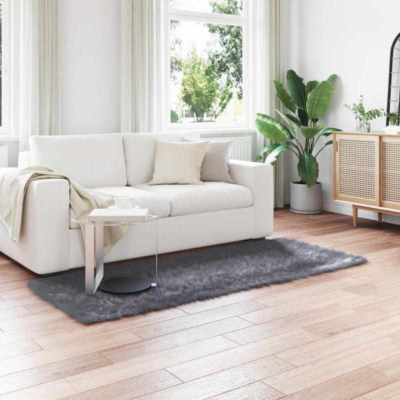 Vidaxl nep schapenvacht tapijt tafalla antraciet 80 x 200 cm polyester