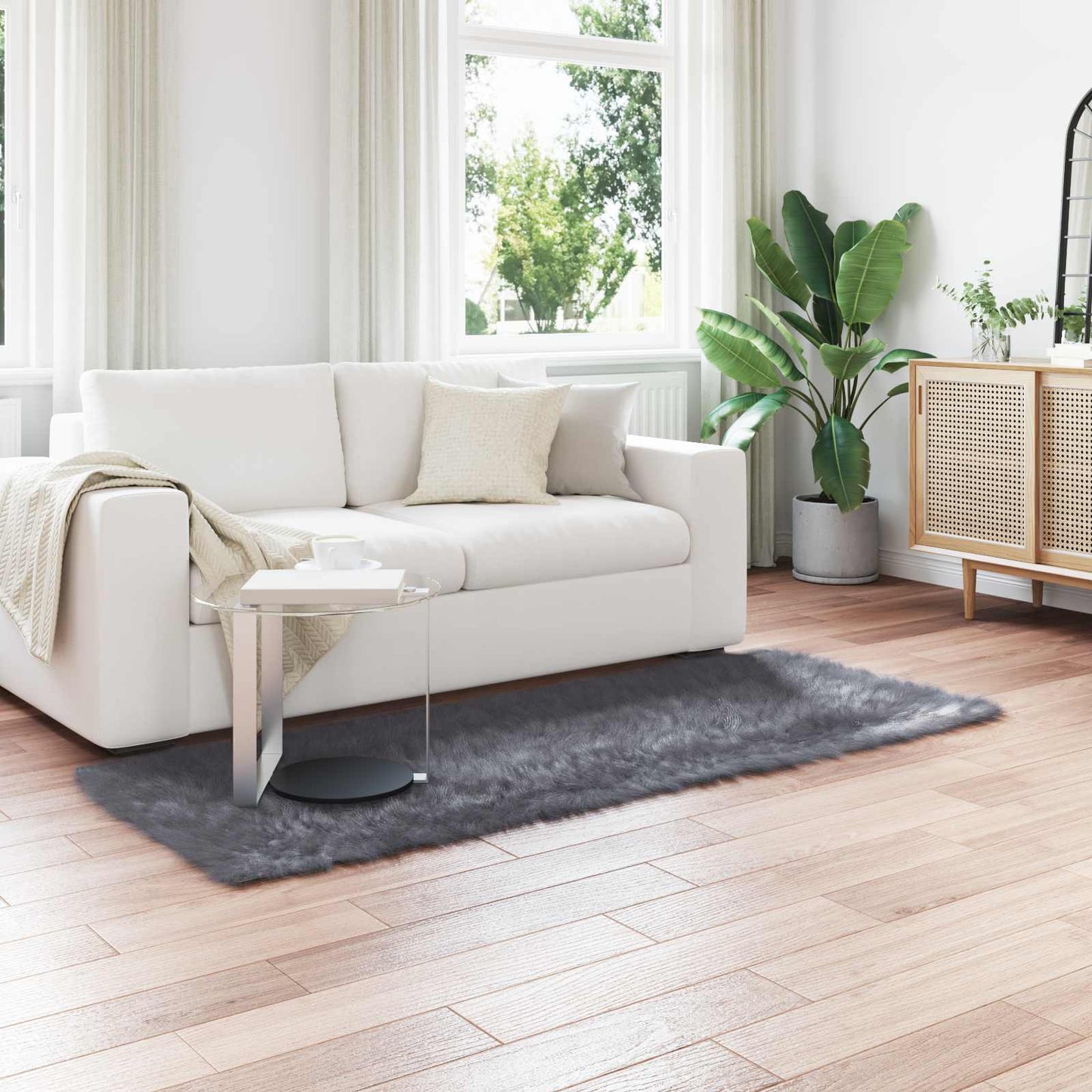Vidaxl nep schapenvacht tapijt tafalla antraciet 100 x 200 cm