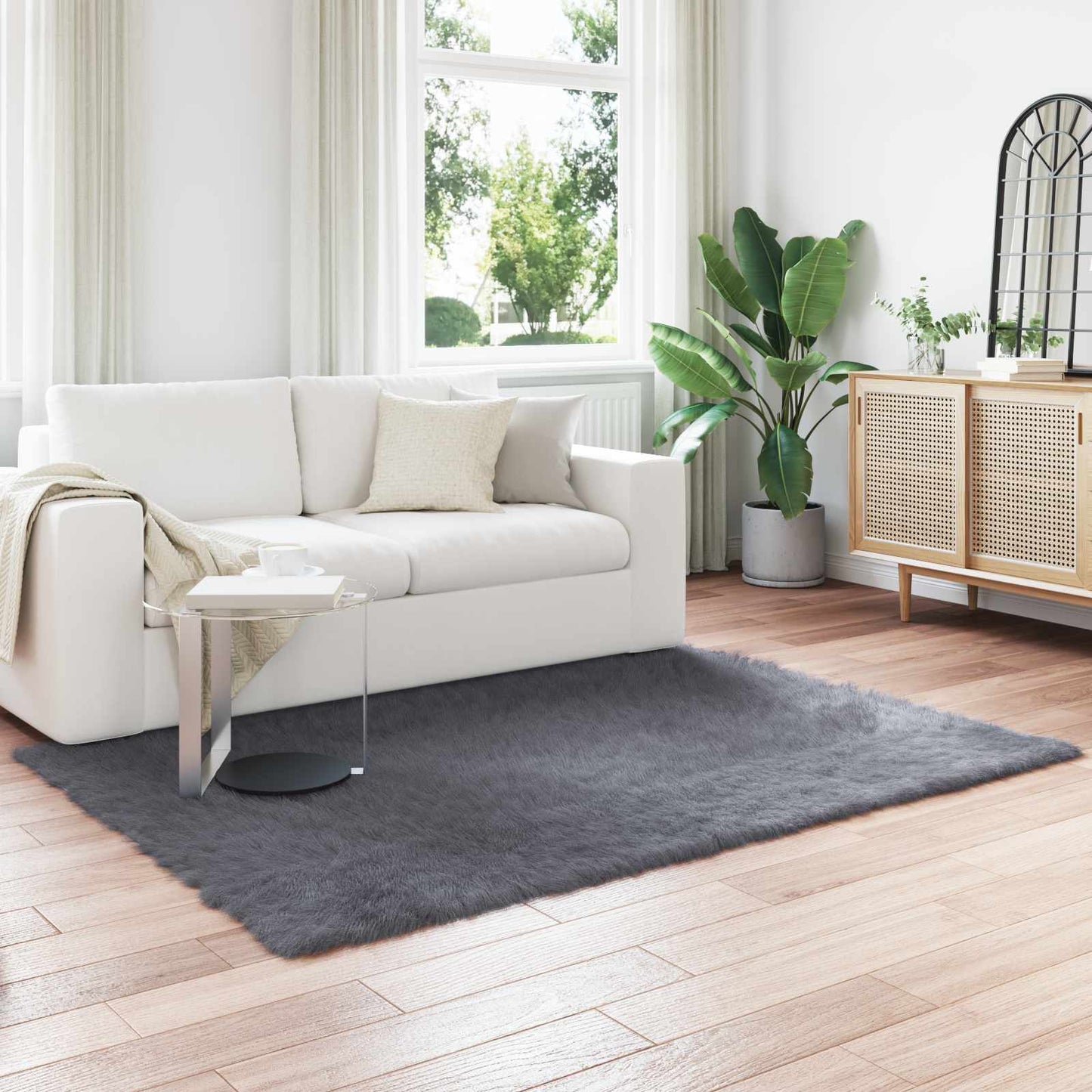 Vidaxl nep schapenvacht tapijt tafalla antraciet 120 x 170 cm