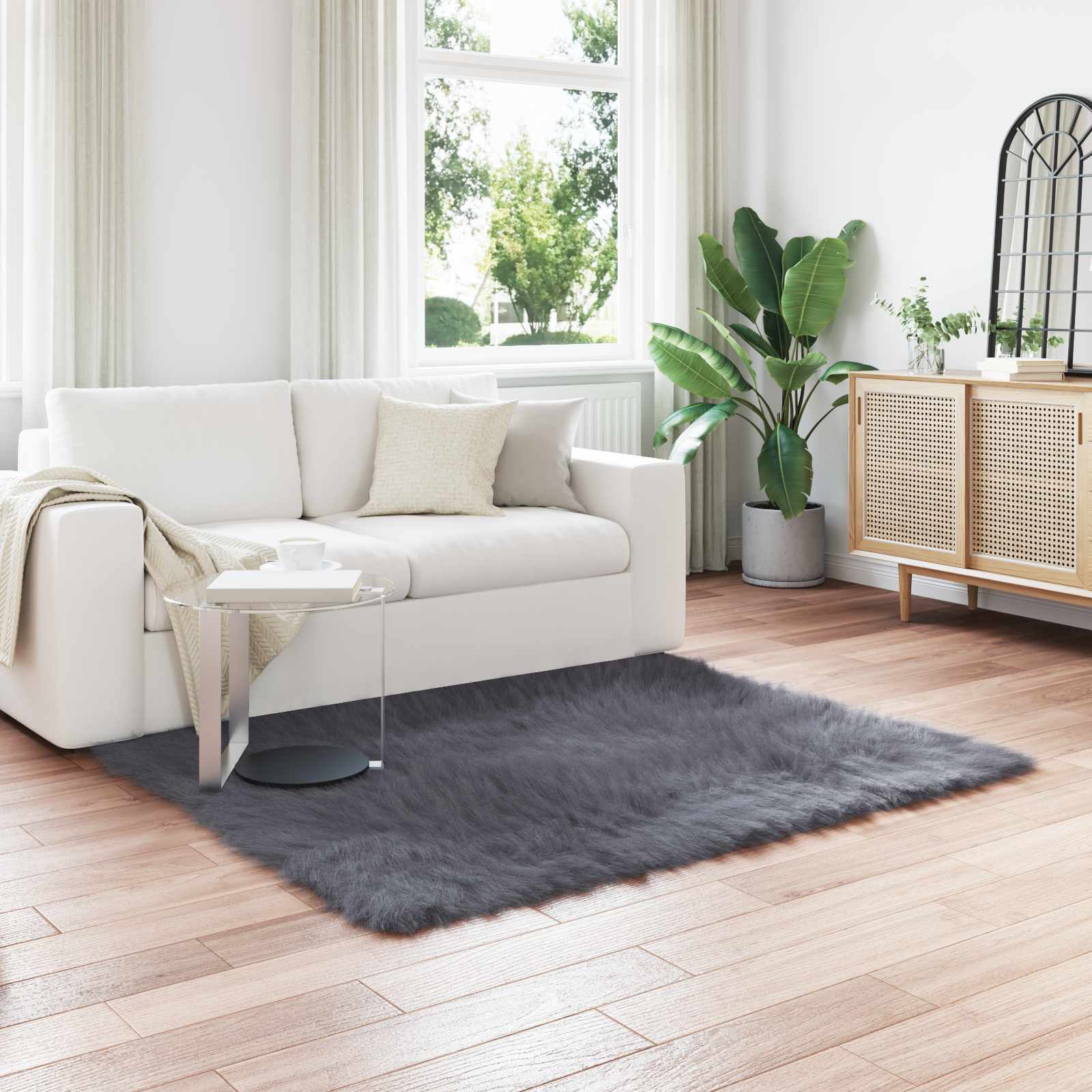 Vidaxl nep schapenvacht tapijt tafalla antraciet 160 x 160 cm