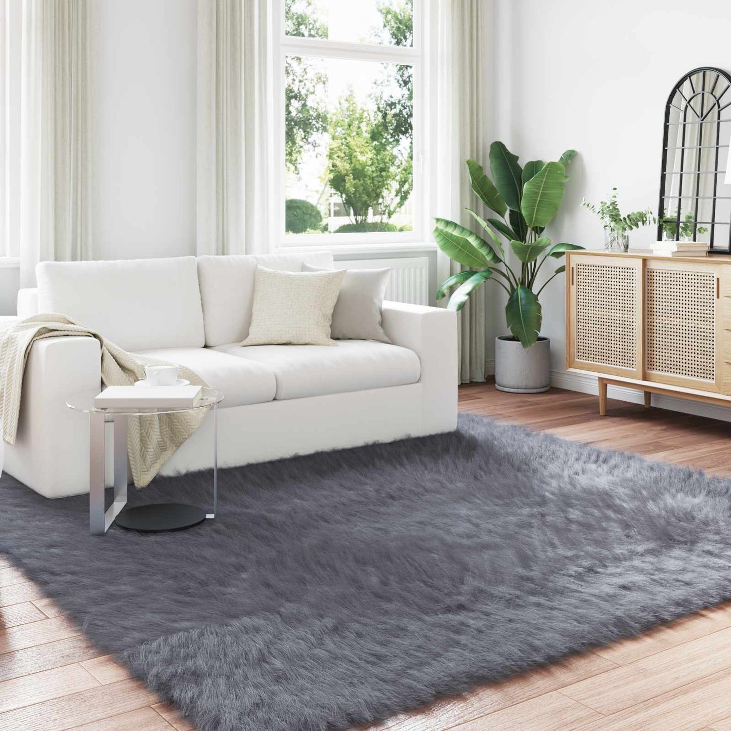 Vidaxl nep schapenvacht tapijt tafalla antraciet 200 x 200 cm