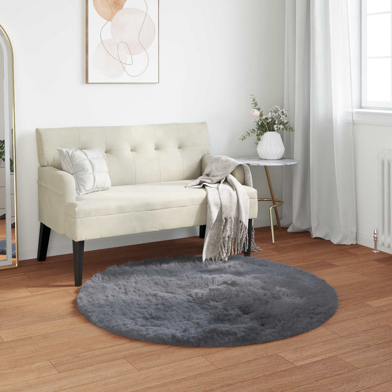 Vidaxl nep schapenvacht tapijt tafalla antraciet ø 100 cm polyester