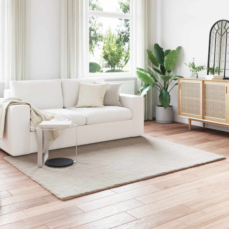 Vidaxl nep konijnenbont tapijt olite beige 120 x 170 cm polyester