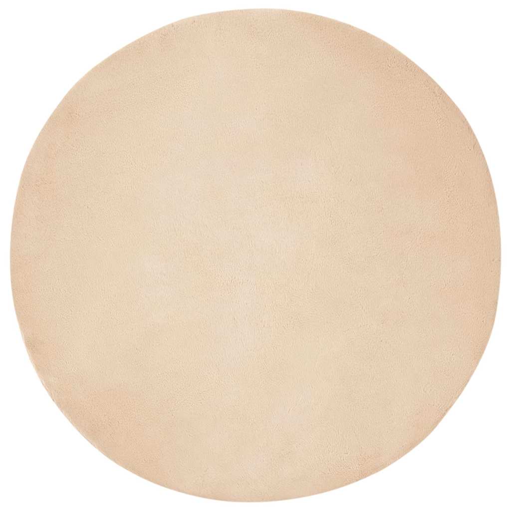 Vidaxl nep konijnenbont tapijt olite beige ø 100 cm polyester