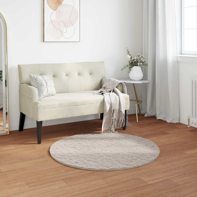 Vidaxl nep konijnenbont tapijt olite beige ø 120 cm polyester