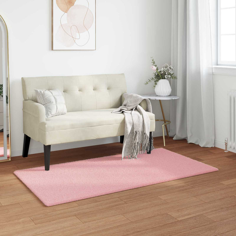 Vidaxl nep konijnenbont tapijt olite roze 60 x 110 cm polyester