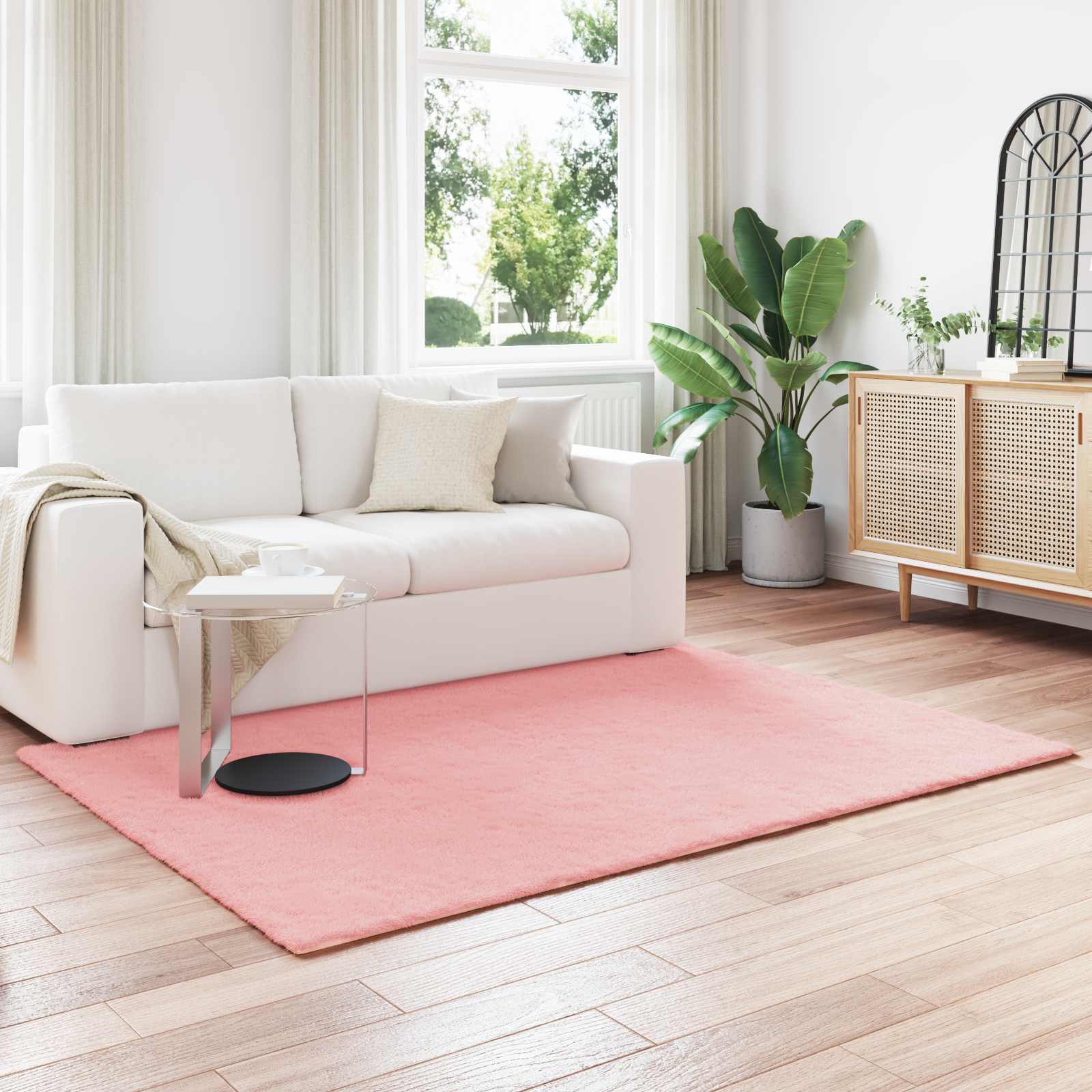 Vidaxl nep konijnenbont tapijt olite roze 120 x 170 cm polyester