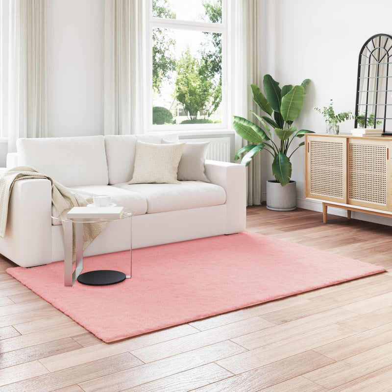 Vidaxl nep konijnenbont tapijt olite roze 140 x 200 cm polyester