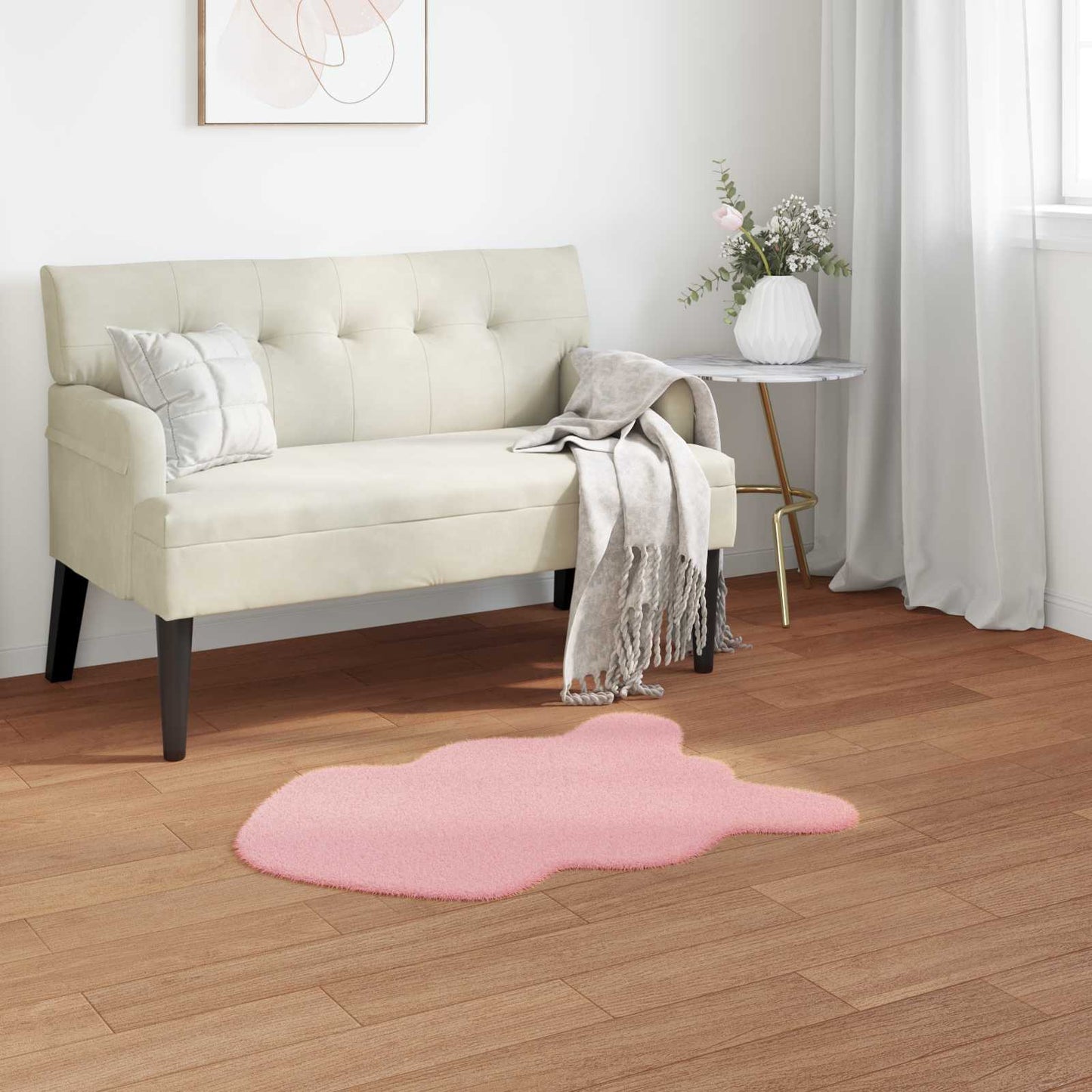 Vidaxl nep konijnenbont tapijt olite roze 60 x 90 cm polyester