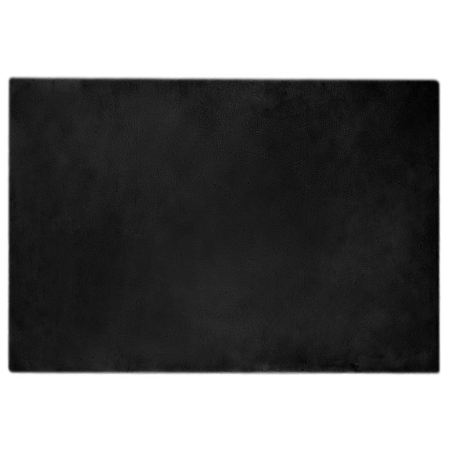 Vidaxl nep konijnenbont tapijt olite zwart 120 x 170 cm polyester