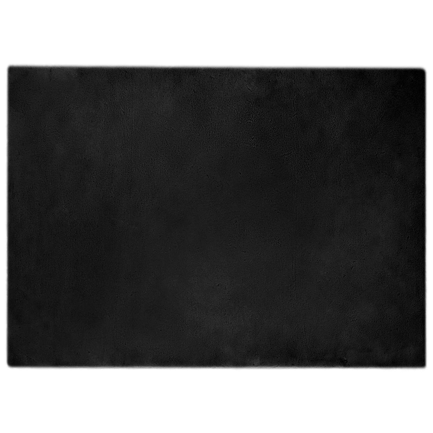 Vidaxl nep konijnenbont tapijt olite zwart 200 x 280 cm polyester
