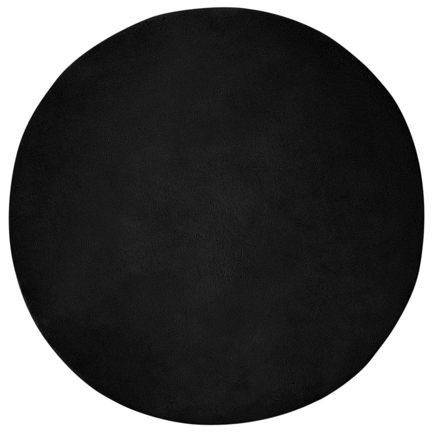 Vidaxl nep konijnenbont tapijt olite zwart ø 120 cm polyester