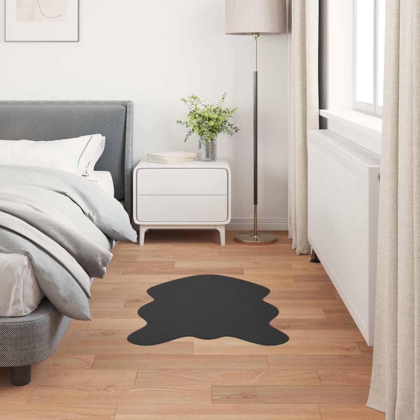 Vidaxl nep konijnenbont tapijt olite zwart 60 x 90 cm polyester