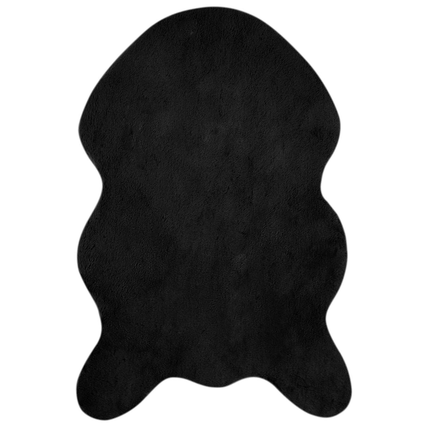 Vidaxl nep konijnenbont tapijt olite zwart 80 x 120 cm polyester