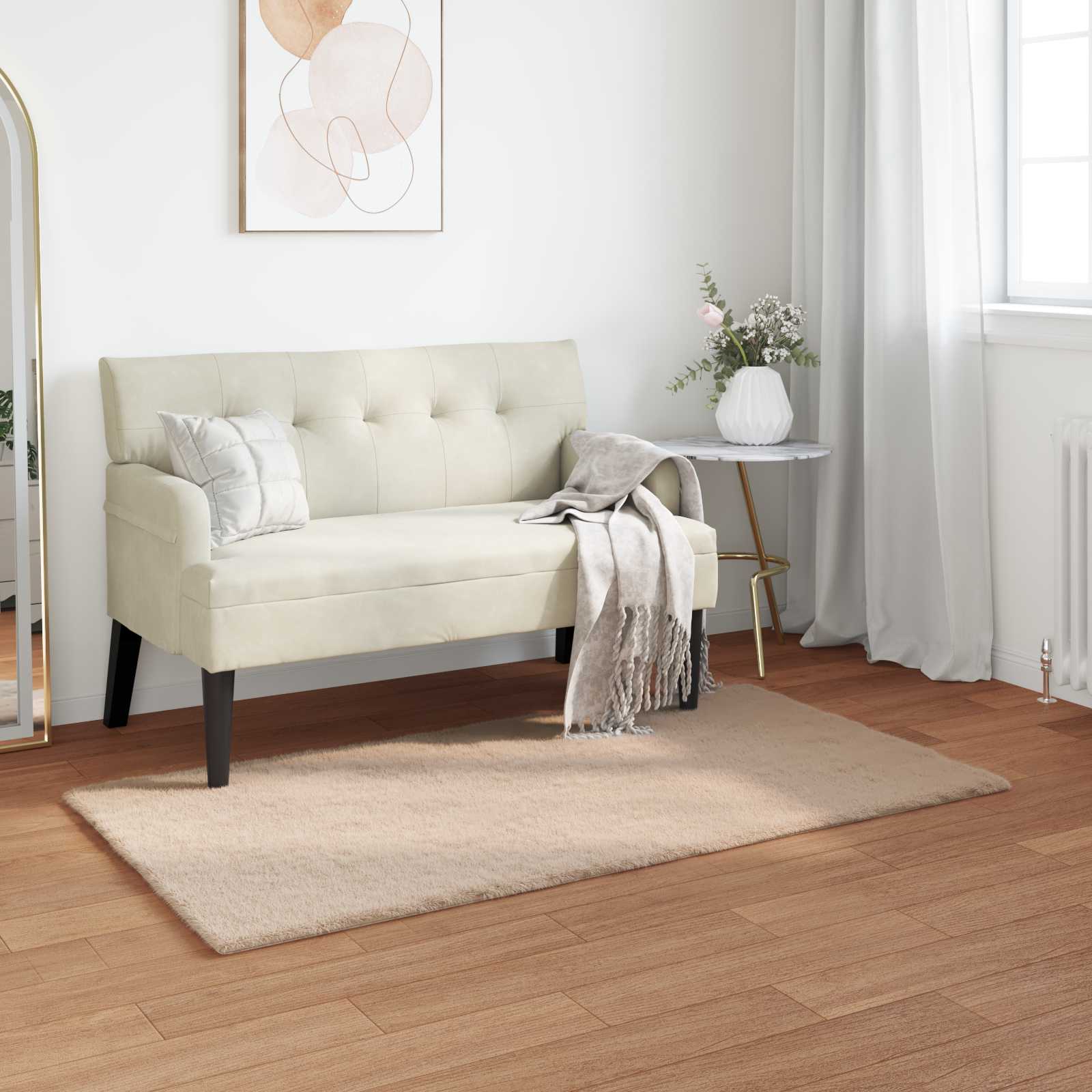Vidaxl nep konijnenbont tapijt olite taupe 60 x 110 cm polyester