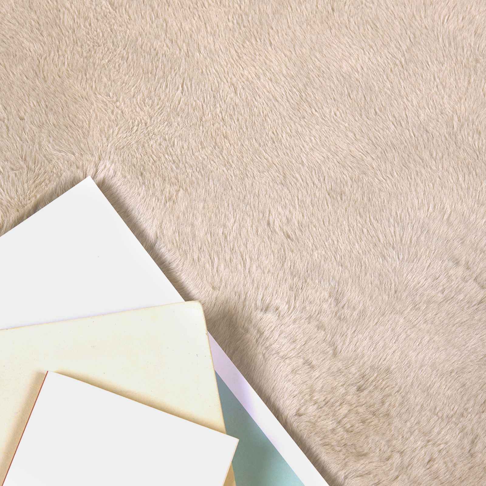 Vidaxl nep konijnenbont tapijt olite taupe 160 x 160 cm polyester