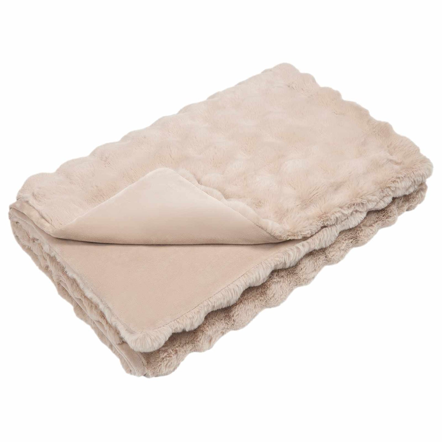 Vidaxl neppels konijnenbont deken olite beige 220 x 240 cm polyester