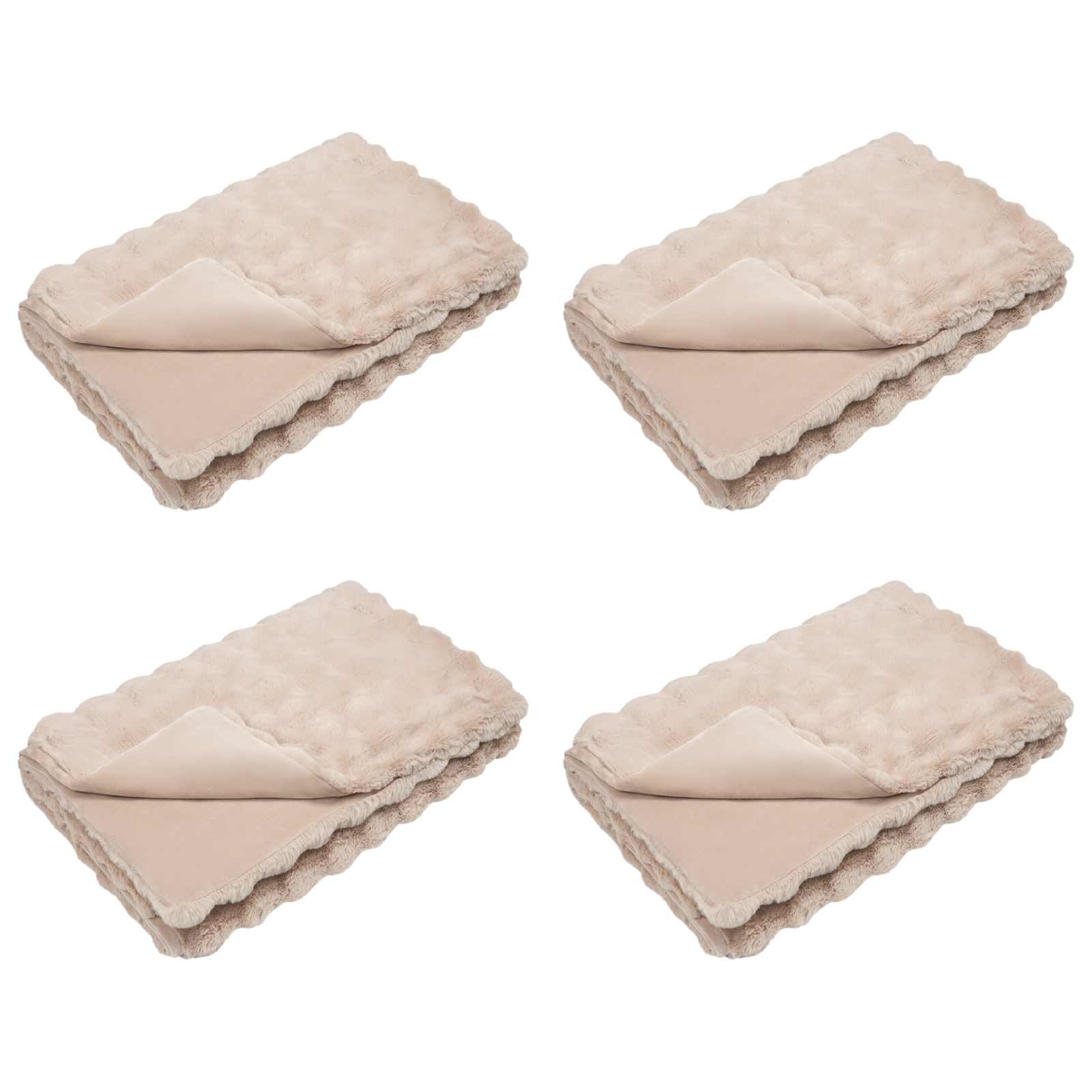 Vidaxl neppels konijnenbont deken olite 4 pcs beige 130 x 150 cm