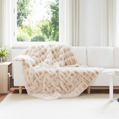 VidaXL coperta in finta pelliccia di coniglio olite 4 pezzi beige 150 x 220 cm