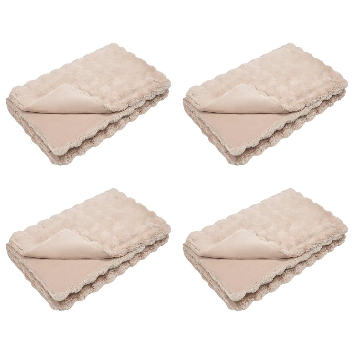 Vidaxl neppels konijnenbont deken olite 4 pcs beige 150 x 220 cm