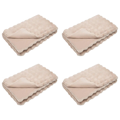 VidaXL coperta in finta pelliccia di coniglio olite 4 pezzi beige 150 x 220 cm