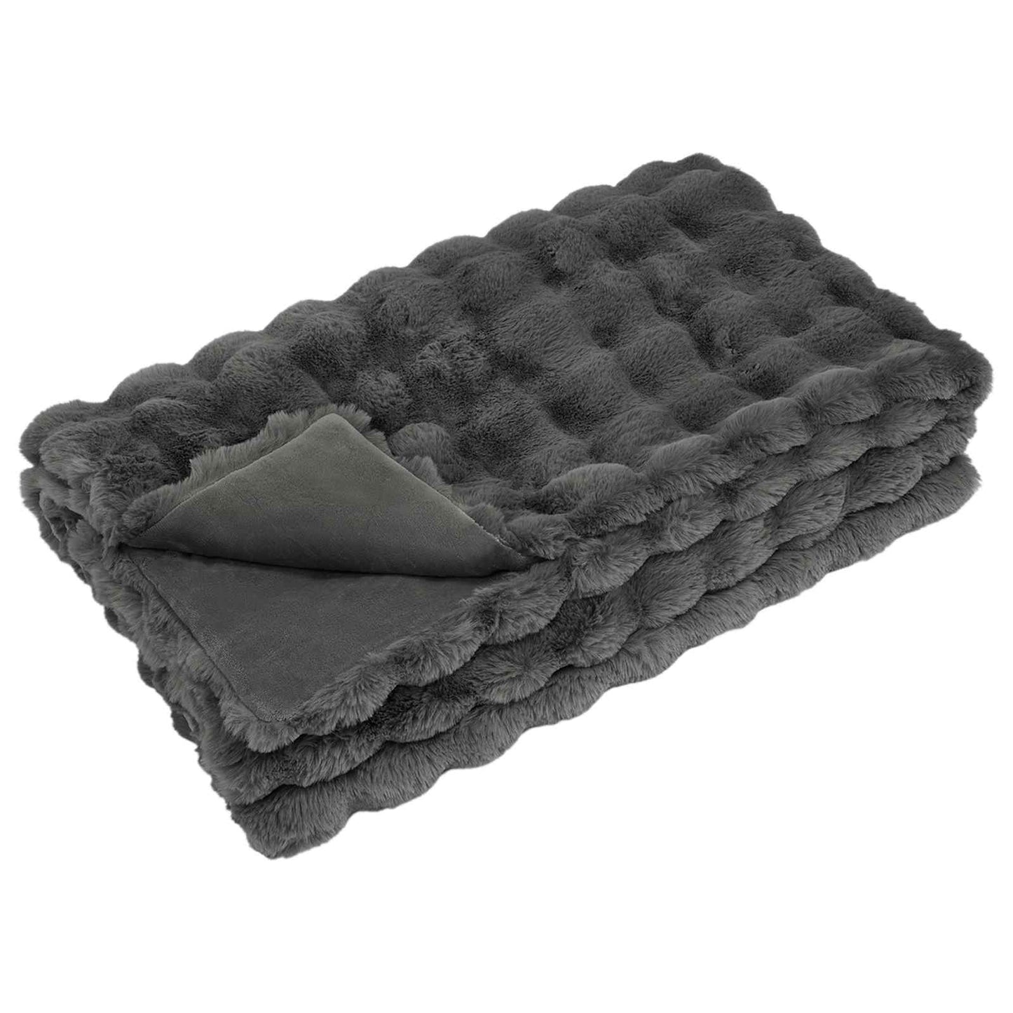 Vidaxl neppels konijnenbont deken olite donkergrijs 150 x 220 cm