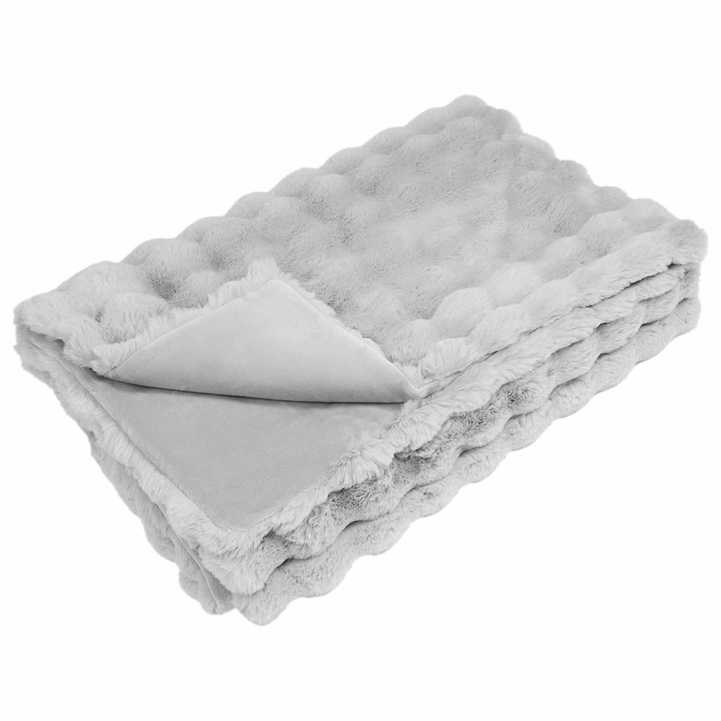 Vidaxl neppels konijnenbont deken olite grijs 130 x 150 cm polyester