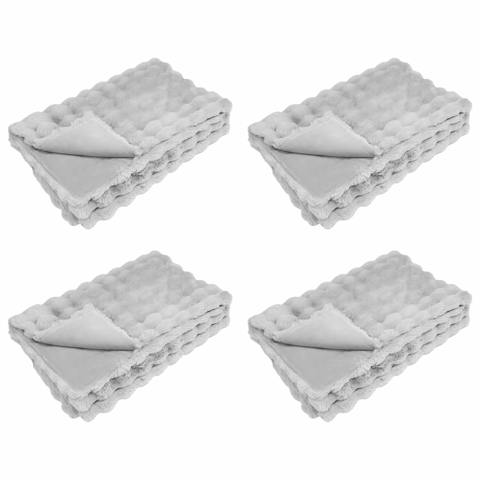 Vidaxl neppels konijnenbont deken olite 4 pcs grijs 220 x 240 cm