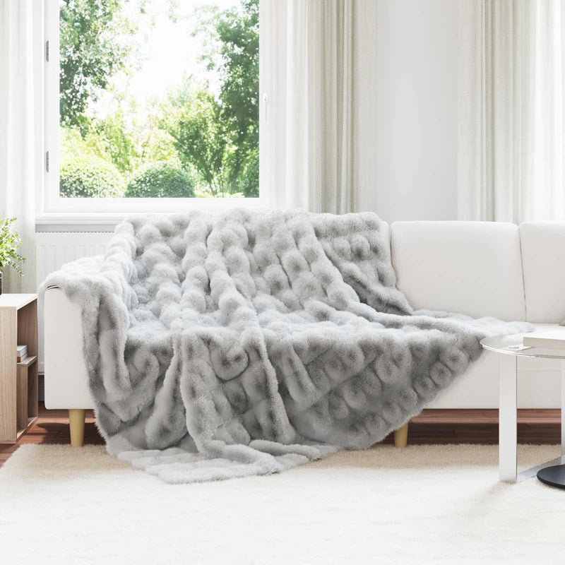 Vidaxl neppels konijnenbont deken olite 4 pcs grijs 240 x 270 cm