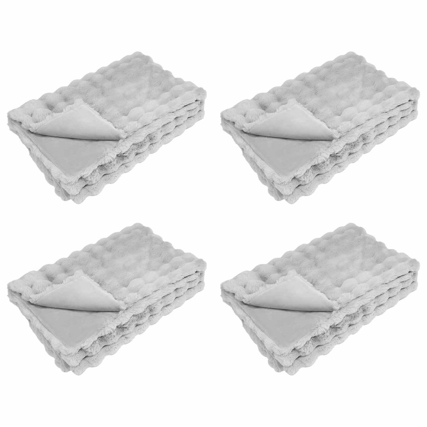 Vidaxl neppels konijnenbont deken olite 4 pcs grijs 240 x 270 cm