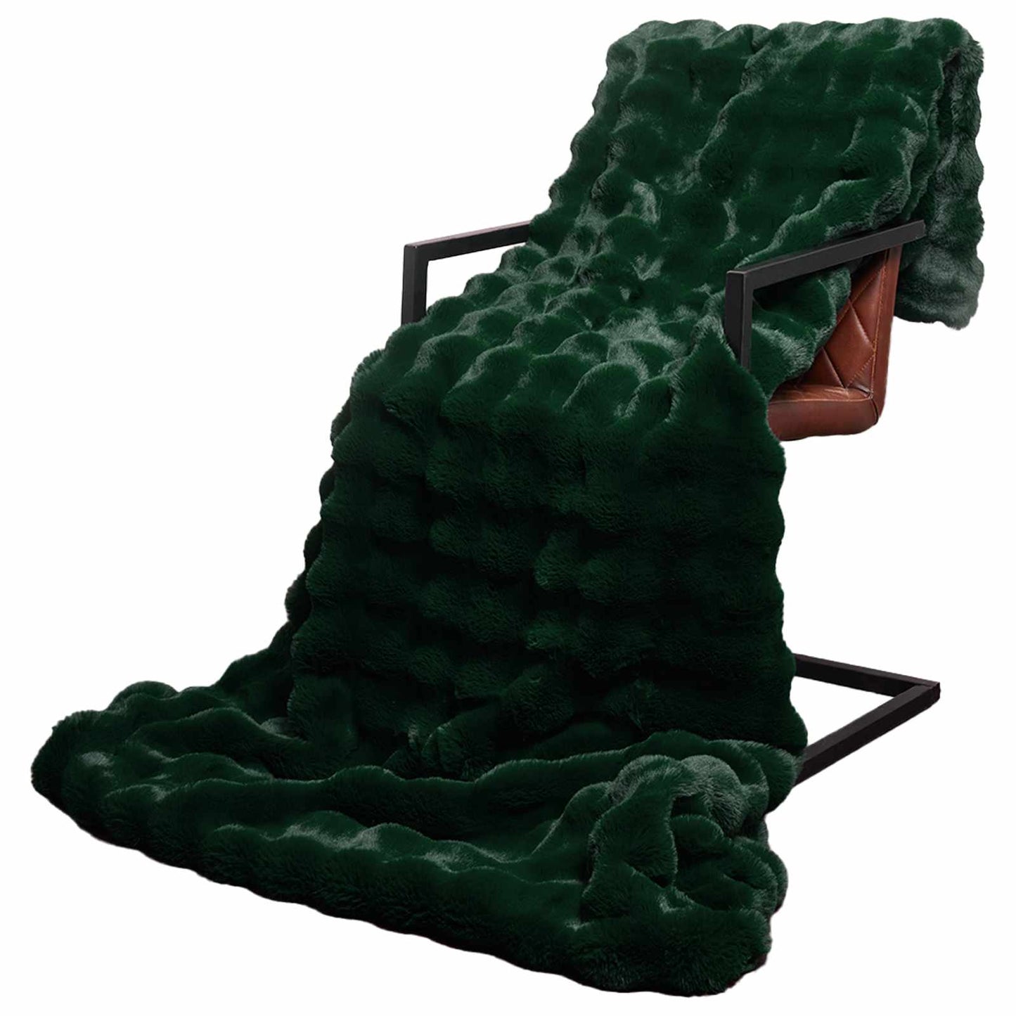 VidaXL manta de piel sintética de conejo verde oliva oscuro 240 x 270 cm