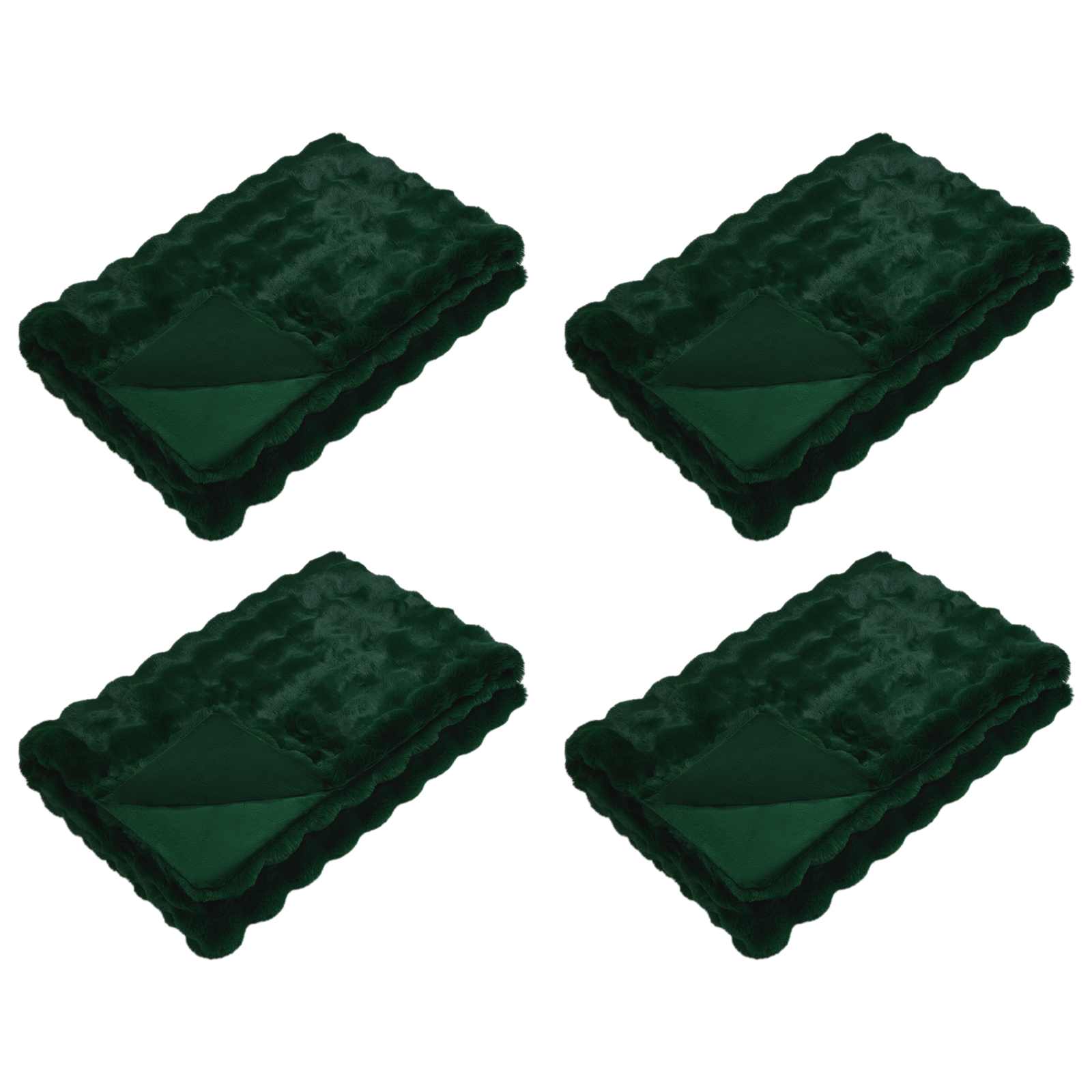 Vidaxl neppels konijnenbont deken olite 4 pcs donkergroen 130 x 150 cm