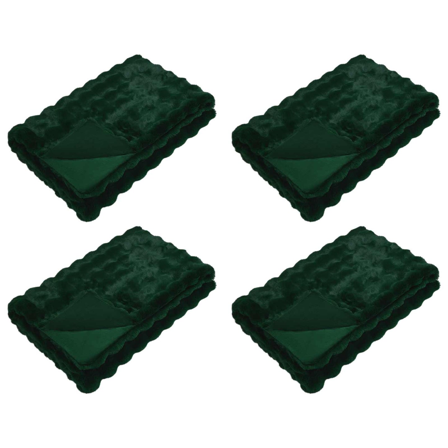 Vidaxl neppels konijnenbont deken olite 4 pcs donkergroen 150 x 220 cm