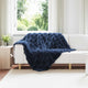 VidaXL coperta in pelliccia di coniglio finta pelliccia oilte blu navy 130 x 150 cm
