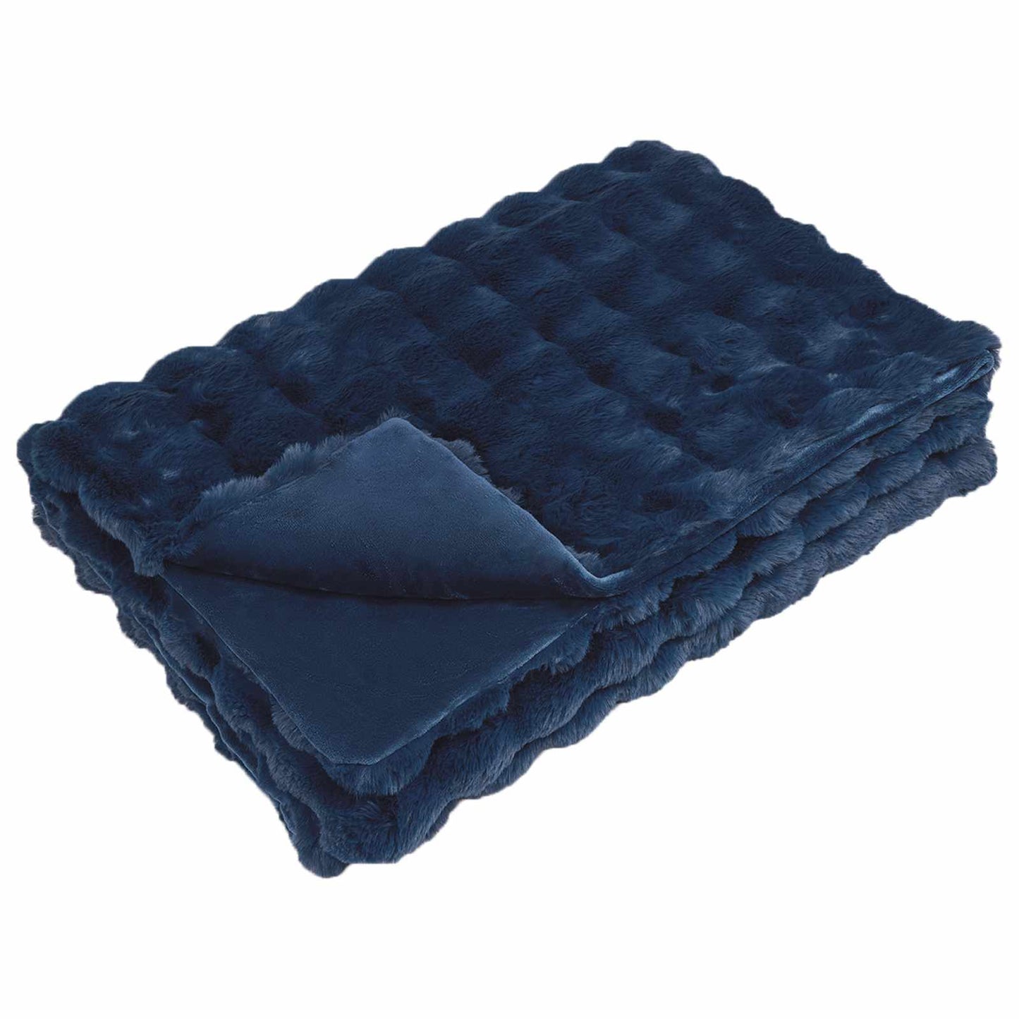 Vidaxl neppels konijnenbont deken olite marineblauw 150 x 220 cm