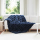 VidaXL coperta in finta pelliccia di coniglio olite 4 pezzi blu navy 150 x 220 cm