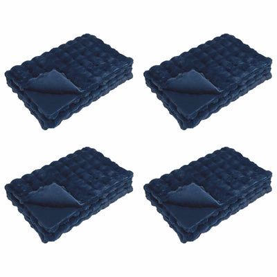 VidaXL coperta in finta pelliccia di coniglio olite 4 pezzi blu navy 150 x 220 cm