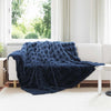 VidaXL coperta in finta pelliccia di coniglio olite 4 pezzi blu navy 220 x 240 cm