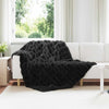 VidaXL coperta in finta pelliccia di coniglio olite 4 pezzi nera 150 x 220 cm