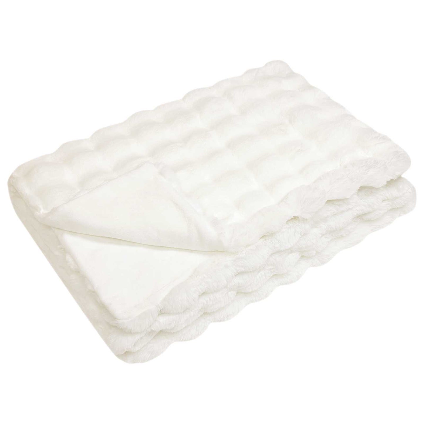 Vidaxl neppels konijnenbont deken olite wit 240 x 270 cm polyester