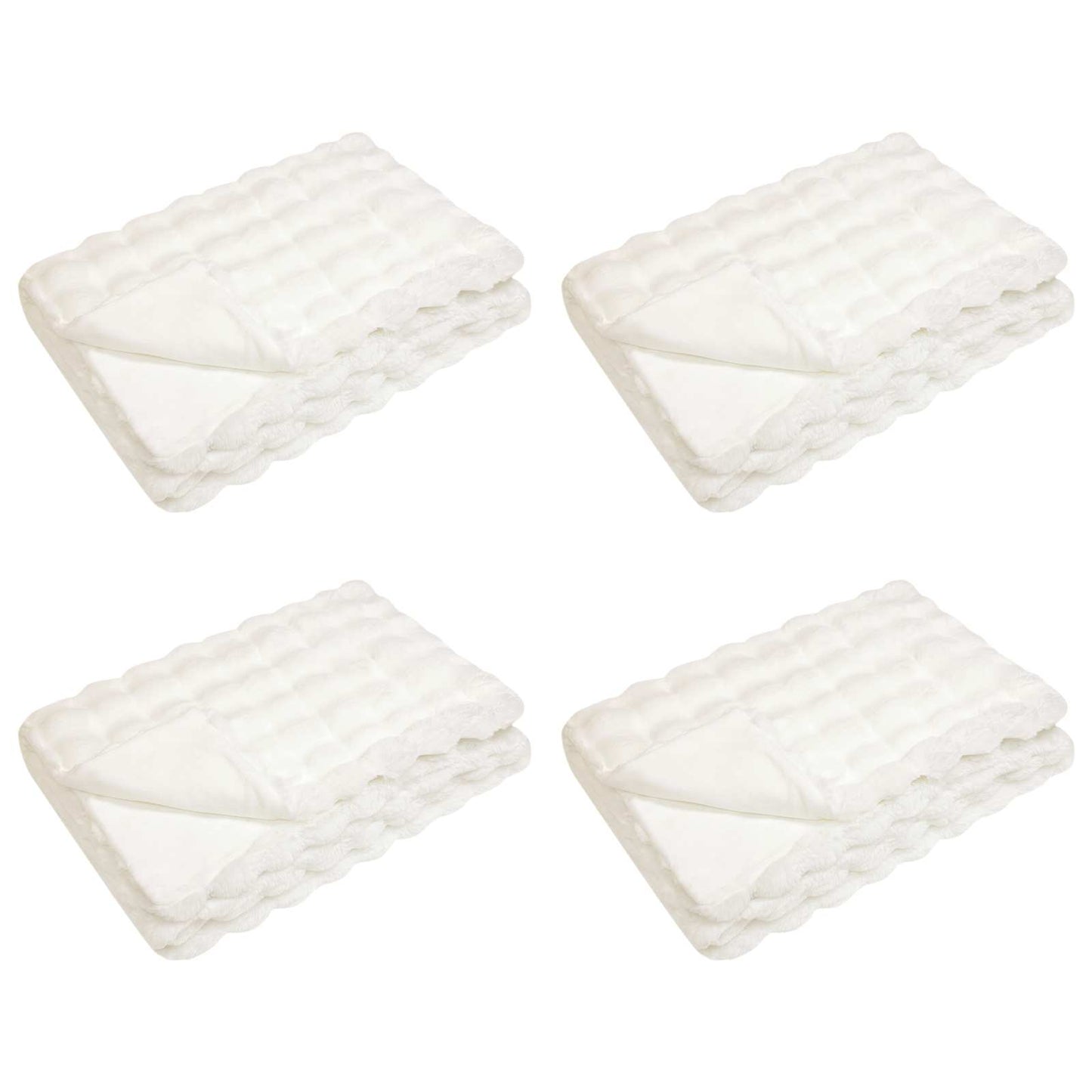 Vidaxl neppels konijnenbont deken olite 4 pcs wit 130 x 150 cm