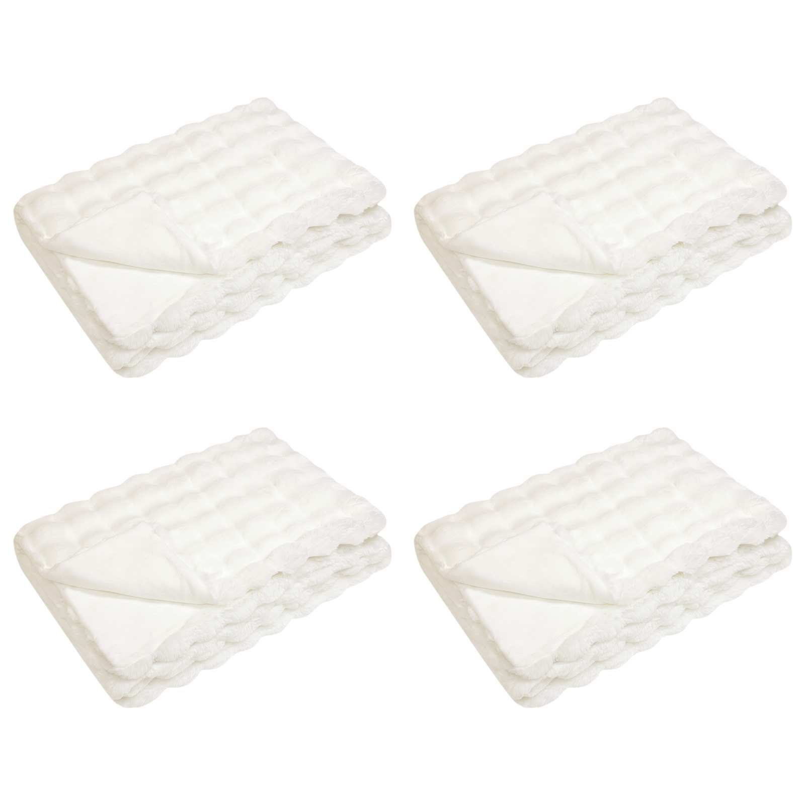 Vidaxl neppels konijnenbont deken olite 4 pcs wit 150 x 220 cm