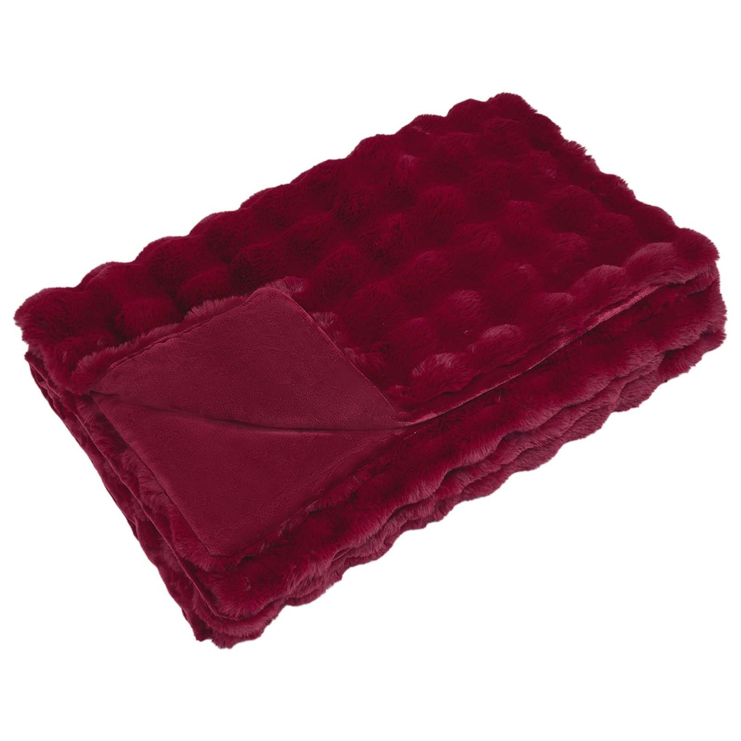 Vidaxl neppels konijnenbont deken olite bordeaux rood 150 x 220 cm