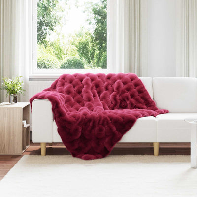VidaXL coperta in pelliccia di coniglio finta pelliccia olite 4 pezzi poliestere rosso bordeaux