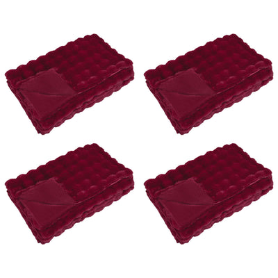 VidaXL coperta in pelliccia di coniglio finta pelliccia olite 4 pezzi poliestere rosso bordeaux
