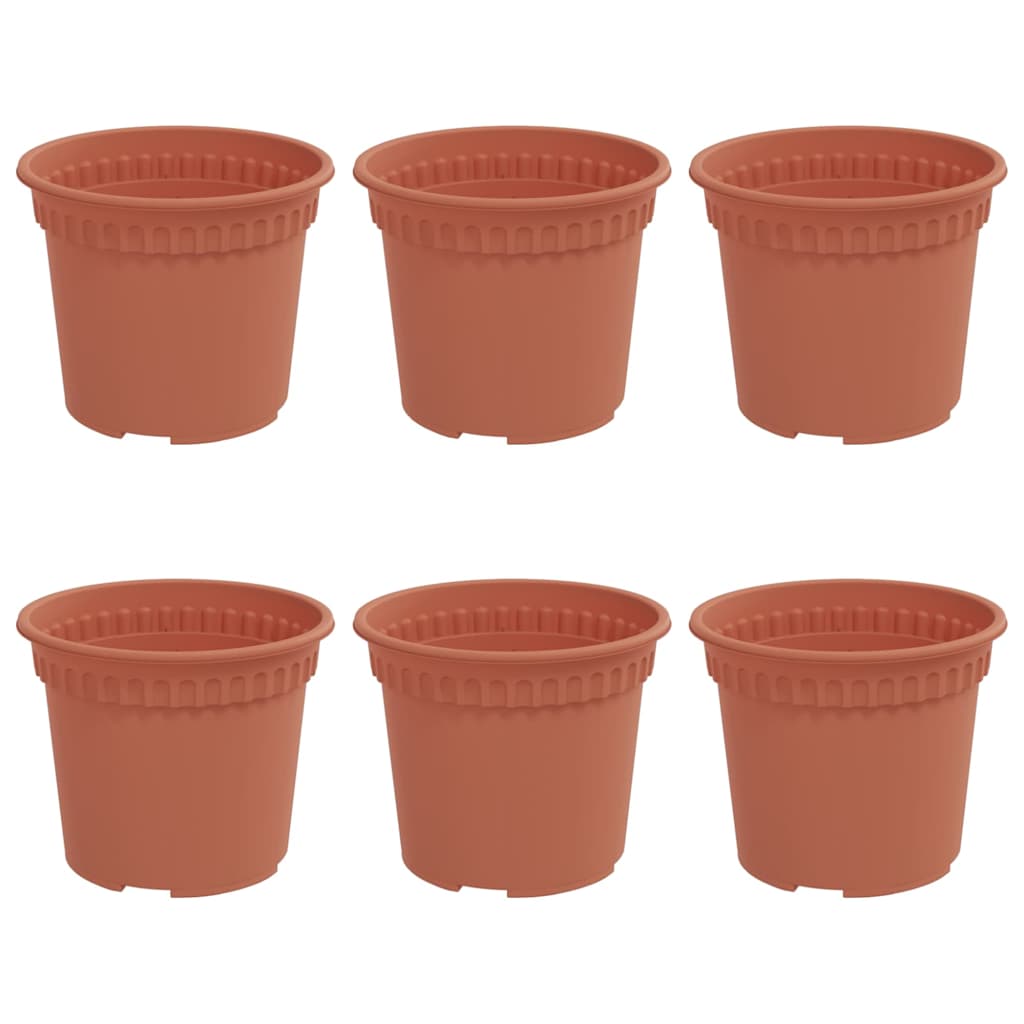 VidaXL macetero redondo 6 piezas rojo ladrillo ø 12,5 x 10 cm plástico