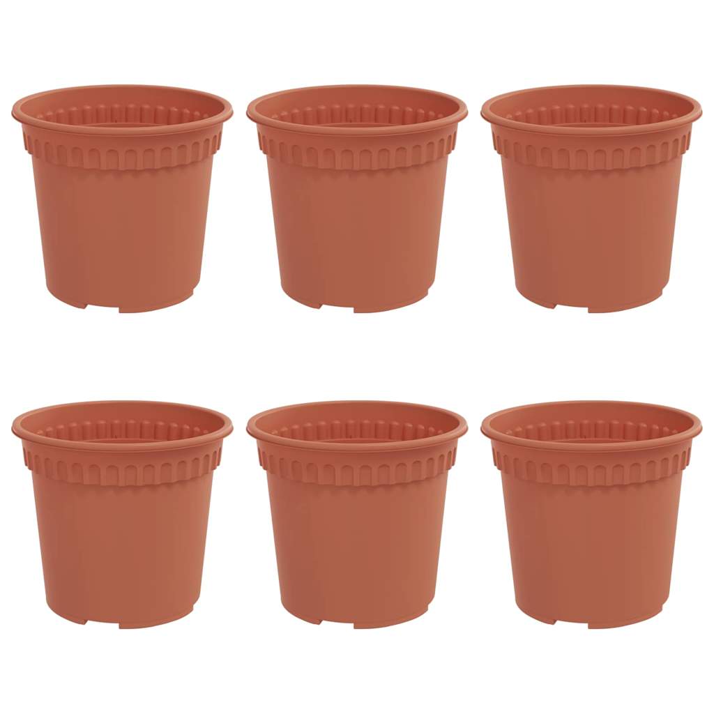 Vidaxl macetero redondo 6 piezas rojo ladrillo ø 15 x 12 cm plástico
