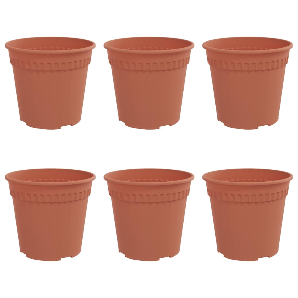 Vidaxl macetero redondo 6 piezas rojo ladrillo ø 19 x 16 cm plástico